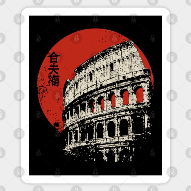 Rome Colosseum Poster – Travel Souvenir in Japanese-Inspired Style Sticker by TuncGK